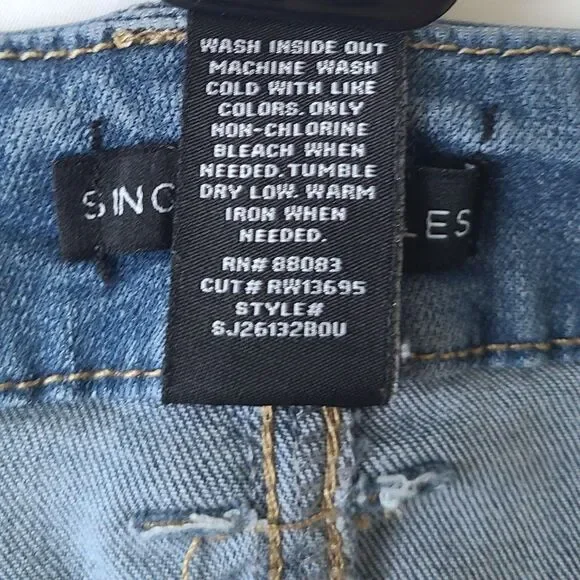 Sincerely Jules Women Junior 3/26 Jeans Blue Distressed Raw Hem Flare Grunge Y2K - Picture 4 of 13